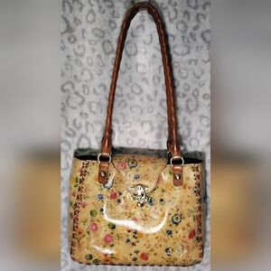 Patricia Nash Rosalia Small Shoulder Bag Prairie Rose Floral Leather Handbag